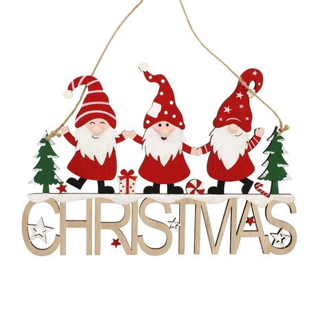 35cm hanging wooden CHRISTMAS sign-trio of gonks