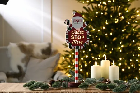 36cm bo lit santa waving stop sign