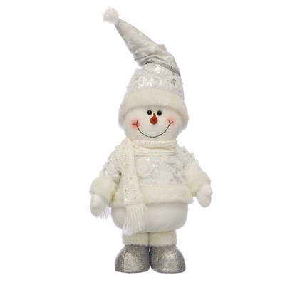 38Cm Standing Plush Snowman - Silver Hat