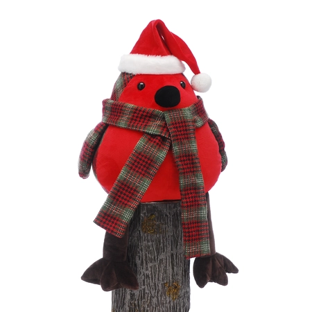 38Cm Tartan Robin With Red Breast Door Stop