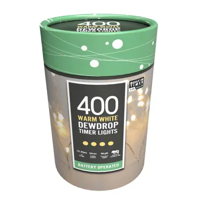 400 Bo Timer Dewdrop Lights-Warm White