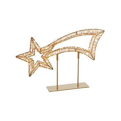 40Cm Twinkling Lit Rose Gold Table Top Shooting Star With 500 WW Led