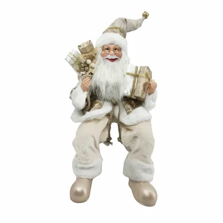 45cm sitting white/champagne gold santa