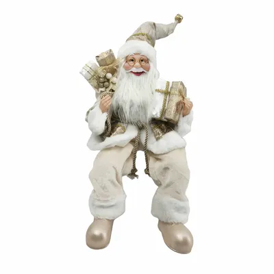 45cm sitting white/champagne gold santa