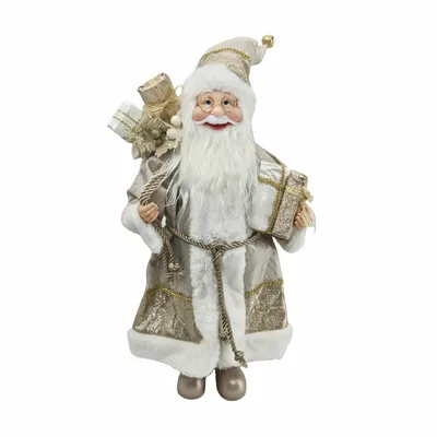 45cm standing white/champagne gold santa