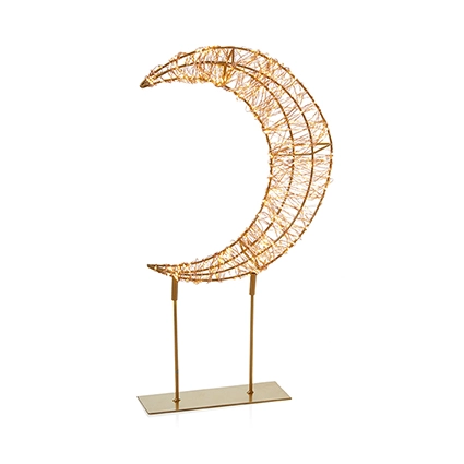 45Cm Twinkling Lit Rose Gold Table Top Crescent Moon With 500 WW Led