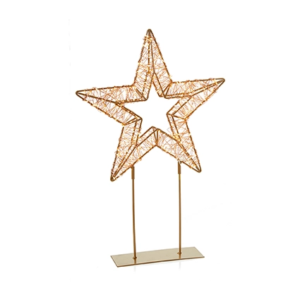 45Cm Twinkling Lit Rose Gold Table Top Star With 500 Warm White Led And Timer