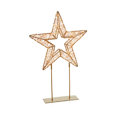 45Cm Twinkling Lit Rose Gold Table Top Star With 500 Warm White Led And Timer