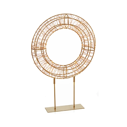 45Cm Twinkling Lit Rose Gold Table Top Wreath With 500 Warm White Led And Timer