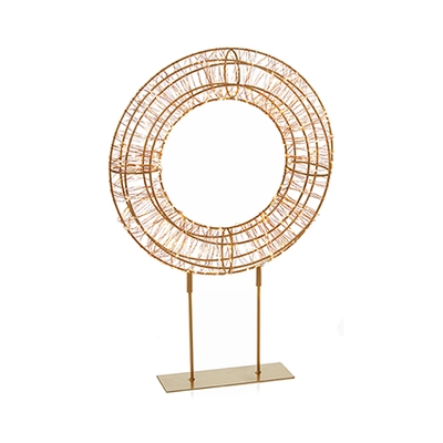 45Cm Twinkling Lit Rose Gold Table Top Wreath With 500 Warm White Led And Timer