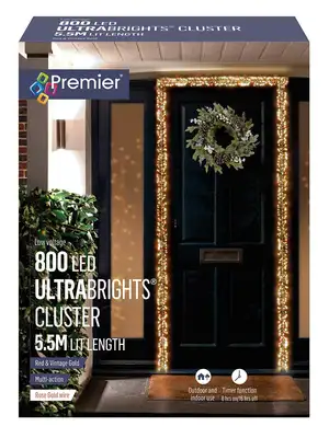 5.5m 800L Rose Gold Wired UltraBright Cluster with Warm White LEDs