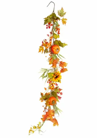 5' Garland With Sunflowers & Pumpkins
