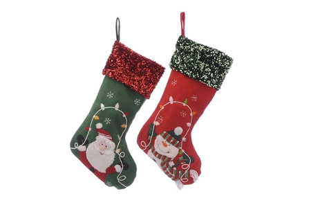 54cm 2 asstd green / red snowflake stockings