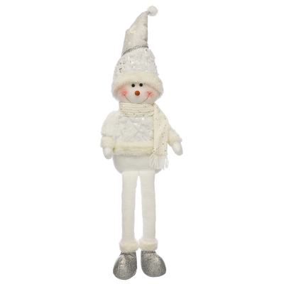 55Cm Dangly Legs Plush Snowman - Silver Hat