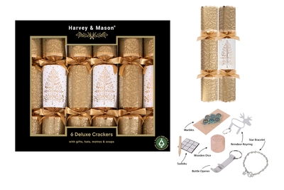 6 Deluxe Gold Tree 13.5" Crackers