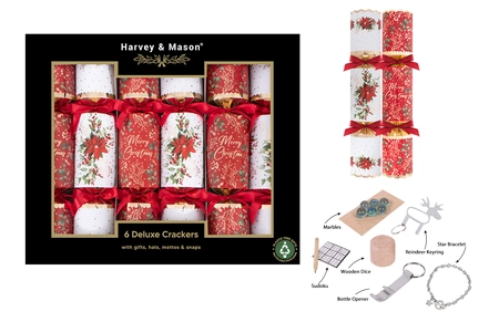6 Deluxe Poinsettia 13.5" Crackers