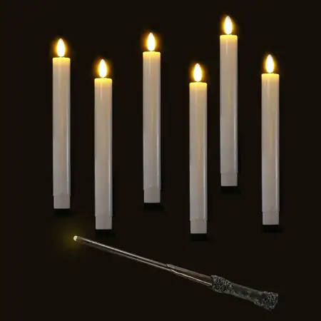 6 Floating Magic Wax Candles With Wand - image 1
