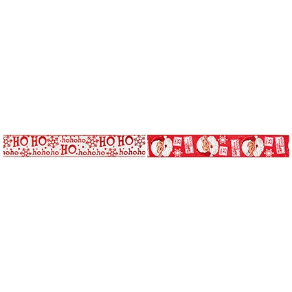 6cm x 2.7m Red Santa Ho Ho Ho Ribbon 2 Asst