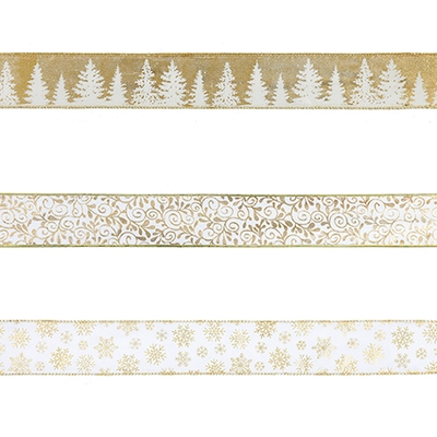 6cm x 5m Gold Design Ribbon 3 Asst