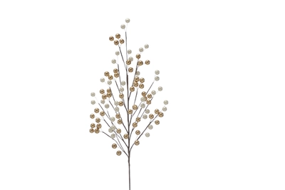 70Cm Gold And White Berry Spray