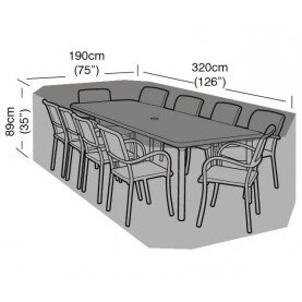 8-10 Seater Rectangular Furniture Set Cover Black