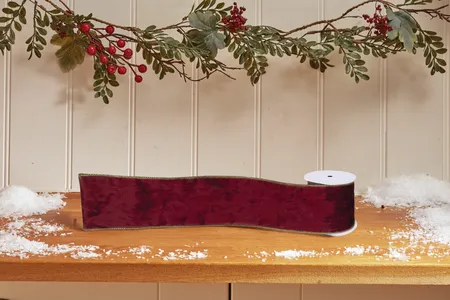 89mm Deluxe Velvet Ribbon, 3m - Burgundy - image 1