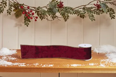 89mm Deluxe Velvet Ribbon, 3m - Burgundy - image 1