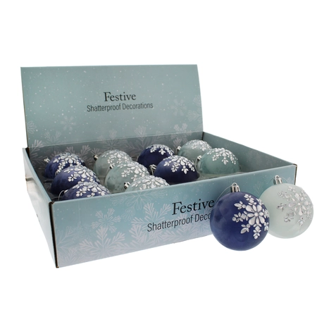 8Cm 2 Asstd Light /Navy Blue Ball-Snowflake In Pdq