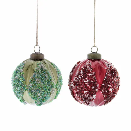 8cm 2 asstd pearl green/burgundy balls in pdq
