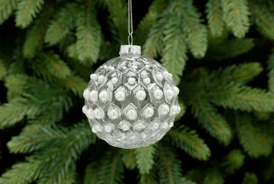 8cm clear with pearls geometric glass ball