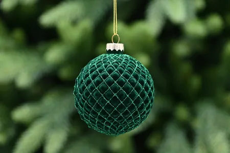 8cm green flocked pillow design ball