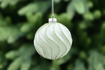8cm green glass frosted swirl ball