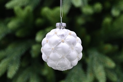 8Cm Matt White Glass Ball - Pillow Texture