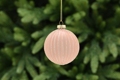 8Cm Translucent Amber Glass Ball - Glitter Lines