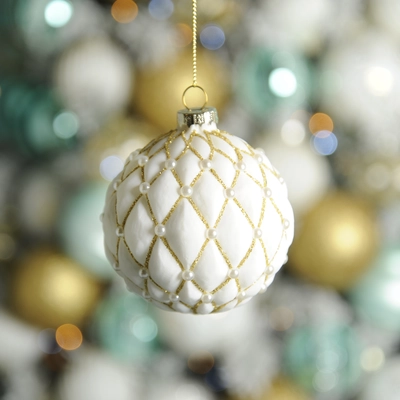 8Cm White And Gold Pillow Ball - image 2