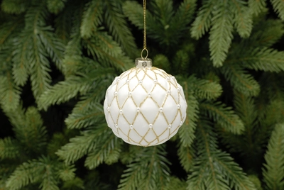 8Cm White And Gold Pillow Ball - image 1