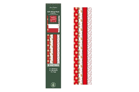 8M Wrap Pack Gingerbread+4M Raffia/8Tags
