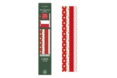 8M Wrap Pack Gingerbread+4M Raffia/8Tags