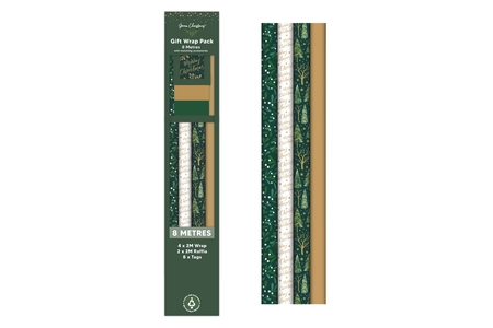 8M Wrap Pack Mistletoe +4M Raffia/8Tags