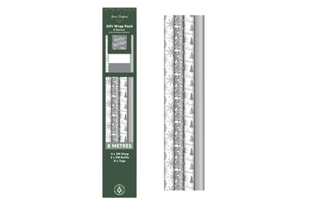 8M Wrap Pack Silver +4M Raffia/8Tags