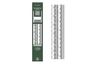 8M Wrap Pack Silver +4M Raffia/8Tags