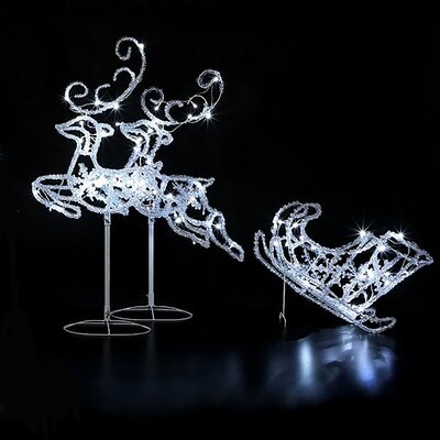 96Cm Acrylic Sleigh With 2 Reindeer