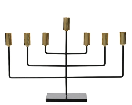 ABS Candleholder Iron 7 Golden Candle Cups Black L.8Cm X W.39Cm X H.27.5Cm