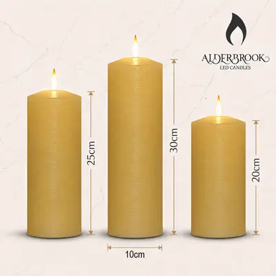 Alderbrook Ivory Set Of 3 Large Pillar Candles (30/25/20X10Cm) - image 2