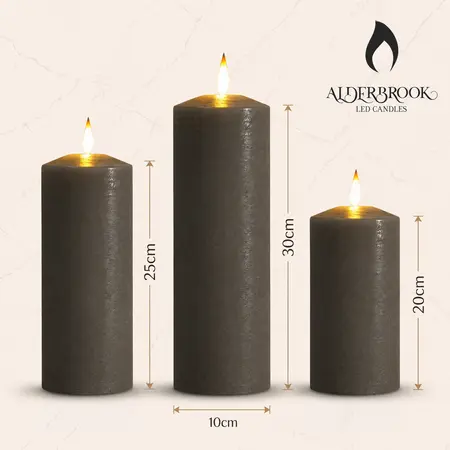 Alderbrook Pewter Set Of 3 Large Pillar Candles (30/25/20X10Cm) - image 2