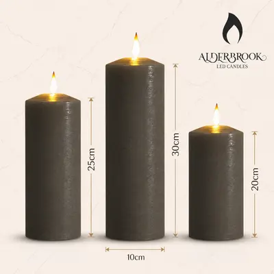 Alderbrook Pewter Set Of 3 Large Pillar Candles (30/25/20X10Cm) - image 2