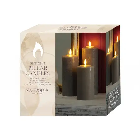 Alderbrook Pewter Set Of 3 Large Pillar Candles (30/25/20X10Cm) - image 3