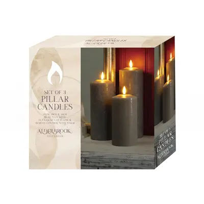 Alderbrook Pewter Set Of 3 Large Pillar Candles (30/25/20X10Cm) - image 3
