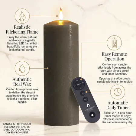 Alderbrook Pewter Set Of 3 Large Pillar Candles (30/25/20X10Cm) - image 5