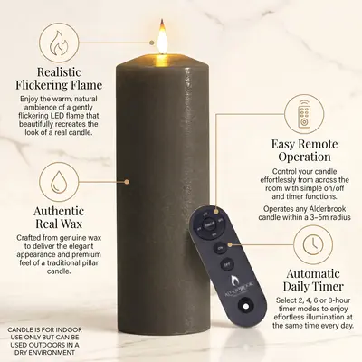 Alderbrook Pewter Set Of 3 Large Pillar Candles (30/25/20X10Cm) - image 5